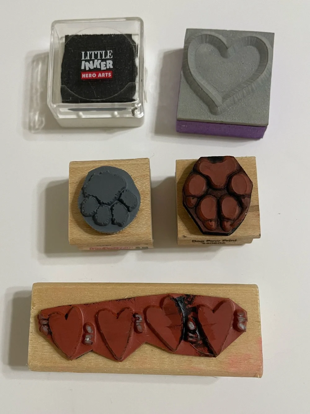 Set /4 Rubber Stamps and 1 small ink pad Scrapbooking Greeting Card Supplies